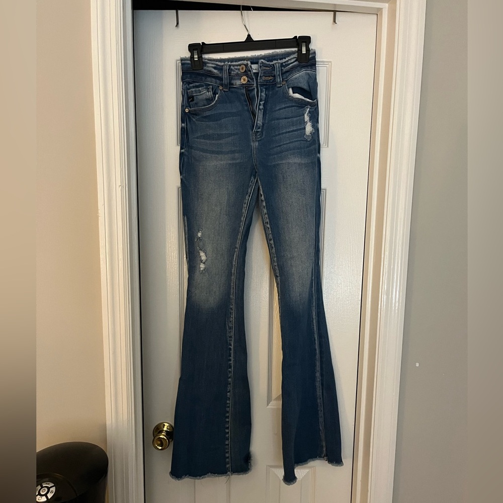 KanCan Distressed Blue Flare Jeans